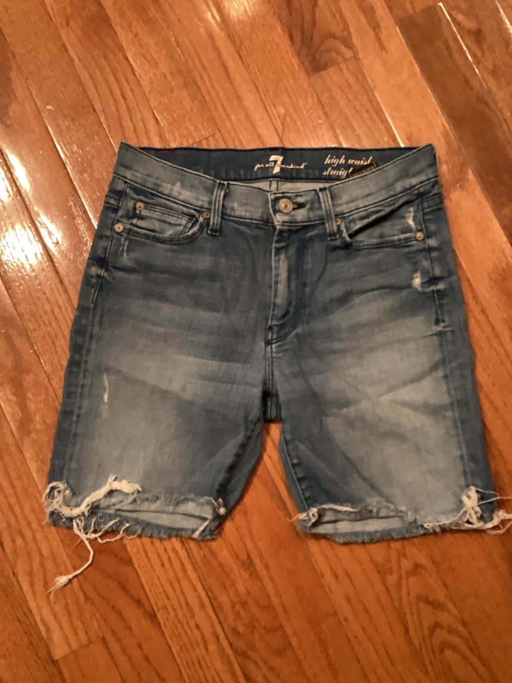 7 For All Mankind Light Blue Denim Bermuda Shorts
